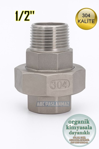 Kuyruklu Konik Rekor 1/2'' Paslanmaz Erkek Dişi Krom 304 Kalite