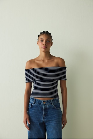 Penti CUPsecret Kendinden Pedli Çizgili Foldable Madonna Yaka Kolsuz Slim Fit Üst