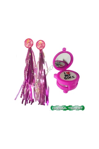 Hsgl Bisiklet Kartlı Püskül Pembe Aynalı Zil Set Siyah