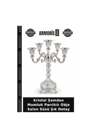 Kristal Şamdan Mumluk Parıltılı Obje Salon Süsü Şık Detay Çok Renkli
