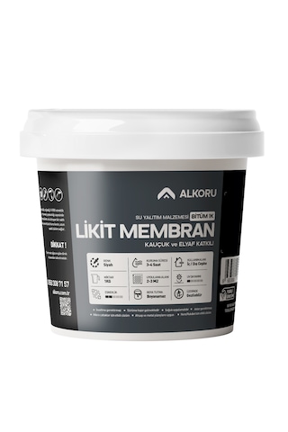 Alkoru 1 Kg Bitüm 1k Likit Membran Kauçuk Ve Elyaf Katkılı Yalıtı