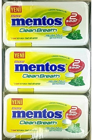 Mentos Clean Breath 2 Saat Limon Ferahlığı Melisa Özlü Tablet Şeker 12 x 21 G