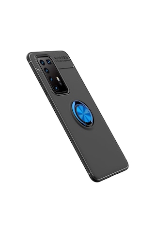 Newface - 46 - Huawei P40 Pro Kılıf Range Yüzüklü Silikon - Csmo-tex - - Siyah-mavi