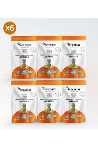 6'lı Paket Dondurularak Kurutulmuş Ananas Freeze Dried Ananas Freeze Dry Ananas Kurusu 6x20 Gr 120 G
