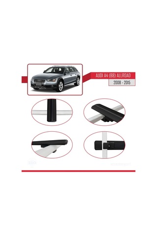 Audi A4 B8 Allroad 2008-2015 Arası İle Uyumlu Basic Model Ara Atkı Tavan Barı Siyah 3 Adet
