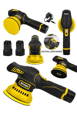 Steiner 12v Orbital Dijital Göstergeli 6 Kademeli Pasta Cila Kaporta Parlatma Şarjlı Polisaj Makinesi Sarı