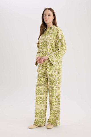 DeFacto Relax Fit Desenliı Keten Karışımlı Uzun Kollu Tesettür Gömlek Tunik D8184AX25SPGN698