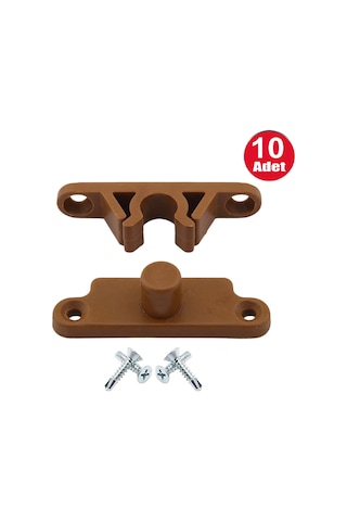 Pvc Kapı Pencere Sineklik Kahve Plastik Çıt Çıt Kilit Menteşe Büyük Boy 5cm -10 Adet