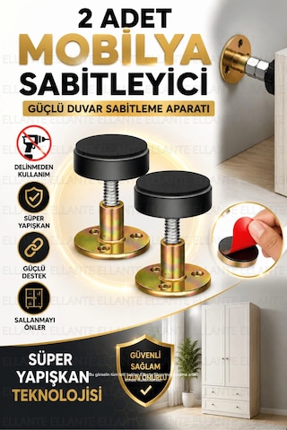 2 Adet Yapışkanlı Mobilya Sabitleyici Duvar Sabitleme Aparatı Ayarlanabilir Devrilme Önleyici Güçlü Çok Renkli