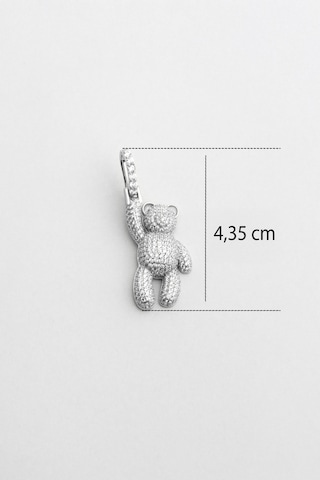 Tiny Bear 18 Ayar Beyaz Altın Kaplama Gümüş Charm Beyaz