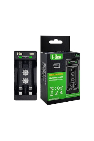 I-gen G290 2'li Aa/aaa/9v Pil Şarj Aleti + 2 Adet Aaa 900 Mah 1.2v Ni-mh Şarjlı Ince Kalem Pilli Set