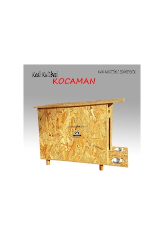 Çelik Mama Kabı + Kedi Kulübesi Büyük Ahşap Kedi Evi 81 x 46 x 60 CM