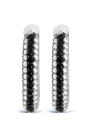 Argentum Concept 925 Ayar Gümüş Siyah Beyaz Taşlı Halka Küpe - K051601