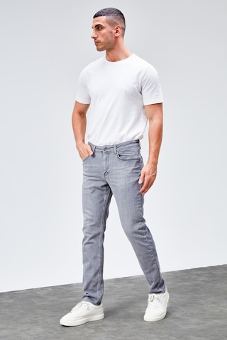 HLT Jeans Erkek Gri Regular Fit Boru Paça Likralı Rahat Kesim Jean Kot Pantolon Hlthe001983