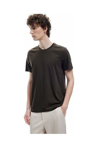 Koton Pamuklu Kısa Kollu Bisiklet Yaka Erkek Basic Tişört Kahverengi 6wam10062hk Kahve