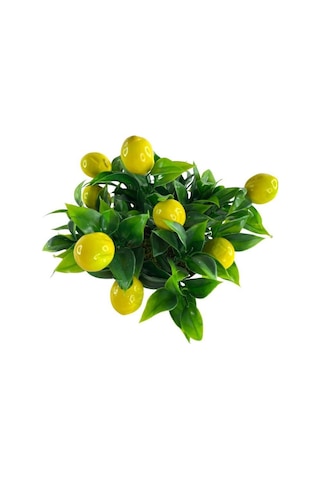 Yapay Çiçek Beyaz Saksıda Limon Demeti Dekoratif Masa Çiçeği