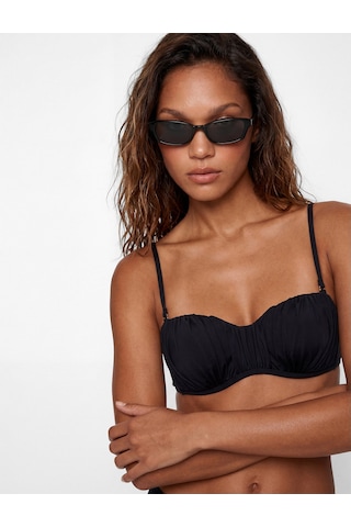 Koton Arkası Bağlamalı Balenli Straplez Bikini Üstü Siyah 6sak10060mm