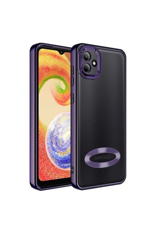 Galaxy A03 Kılıf Kamera Korumalı Logo Gösteren Zore Omega Kapak Derin Mor