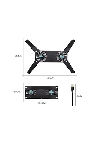 Ultra Küçük Boyutlu Katlanabilir Usb Laptop Soğutucu 2 Fanlı