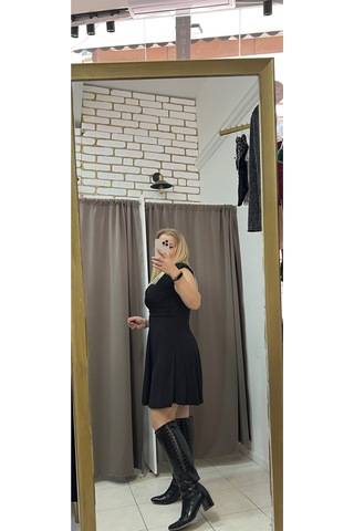 Tuba Toptaş Vatkalı Sandy Elbise Siyah