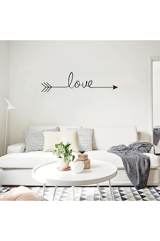 Love Yazılı Tasarım Duvar Sticker 58x15 Cm Siyah