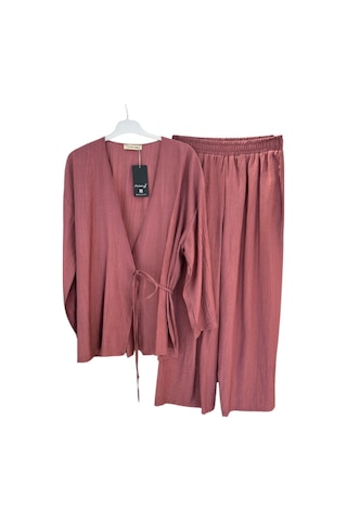 Hasenna Z-544 Üstü Kimono Etekli Çilek İkili Takım Füme
