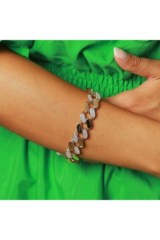 Taşlı İtalyan Bileklik 87195590 Sarı Altın