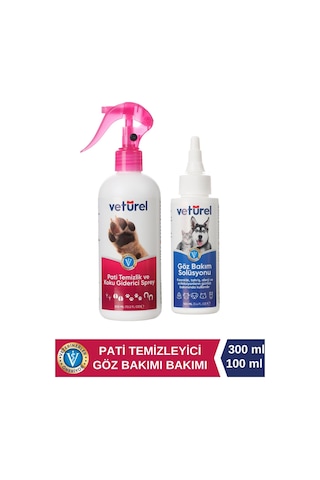 Veturel Kedi Pati Temizleme Kedi Tüy Sağlığı Pati Bakımı 300 ML + Göz Bakım Solüsyonu 100 ML
