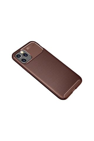 Apple Uyumlu iPhone 12 Pro Max Kılıf Zore Negro Silikon Kapak-Kahvereng
