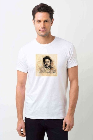 Sherlock Holmes 2 Baskılı Beyaz Erkek Tshirt