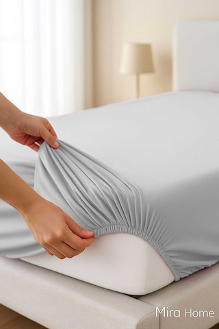 Tek Kişilik Düz Penye %100 Pamuklu Lastikli Çarşaf 100x200 Cm Newsheet Gri 11