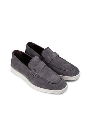 Deery Hakiki Süet Gri Tokalı Erkek Loafer Ayakkabı - 01959mgrıc01 Gri
