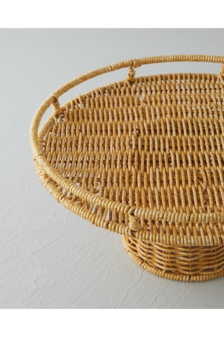 Wicker Plastik Rattan Kek Standı 30 Cm Açık Kahverengi Kahverengi