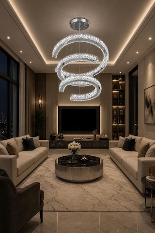 Modern Led Kristal Taşlı 3 Katlı Sarkıt Avize Salon Villa Oturma Odası Avizesi Gümüş