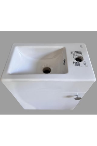 Turkuaz Mini Küçük Banyo, Tuvalet, Karavan Lavabo 24 42 Cm Banyo Dolabı Dahil Beyaz