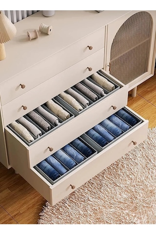 Modern Çok Bölmeli Dolapiçi Organizer Gri