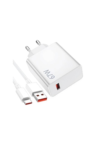 Okyanustech Mi Uyumlu 67 Watt Hızlı Turbo Şarj Seti Kafa + Kablo Şarj Aleti A Kalite Mdy-12