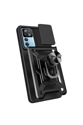 Xiaomi Mi 12t Kılıf Magnetik Standlı Kamera Korumalı Zore Sürgülü Vega Kapak Mavi