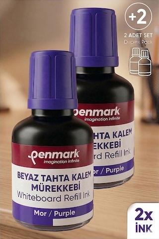 Mor Yazı Tahta Kalemi Mürekkebi 30 Ml 2 Adet Penmark Tahta Kalemi Mürekkepi Kolay Silinebilir Doldurulabilir Canlı