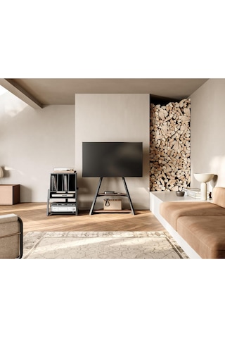 Fitueyes Eyfel Serisi Modern Pikap Ve Plak Rafı, 4 Katlı Hifi Depolama Tv Ünitesi Siyah