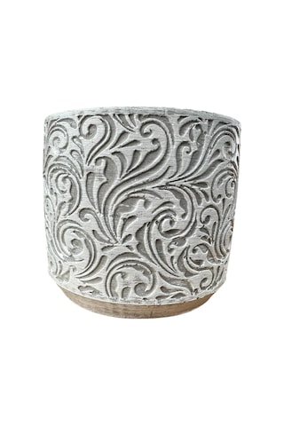 Bitki Tasarımı Ev Dekorasyon Gri Çiçek Desen Beton Saksı Çiçeklik Saksılık