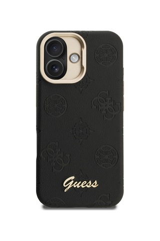 Apple Uyumlu iPhone 16 Kılıf Guess Lisanslı M safe Şarj Özellikli Kamera Standlı Pu Deri Peony Kapak Siyah