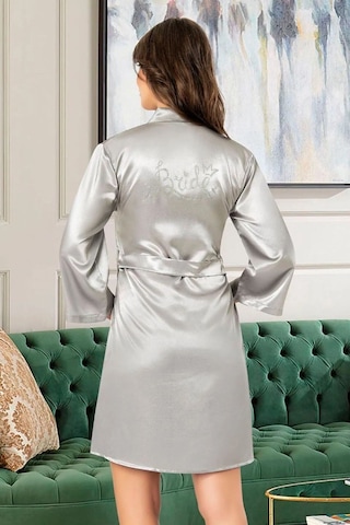 Faal 5913 Kadın Saten Bride Sabahlık-gri Gri