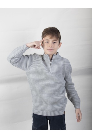 Alexandergardı Dik Yaka Fermuarlı Erkek Çocuk Kazak C23-7108 001