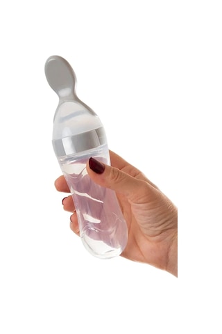 Babyjem Sıkmalı Kaşıklı Mama Biberonu Gri