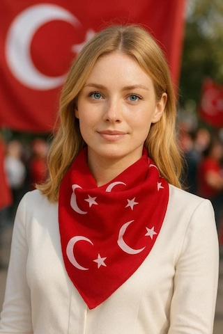 Sema Aksesuar 10 Adet Kırmızı Ay Yıldız Türk Bayrağı Pamuk Kumaş Fular - Bandana - 23 Nisan, 29 Ekim, 19 Mayıs Beyaz - Kırmızı