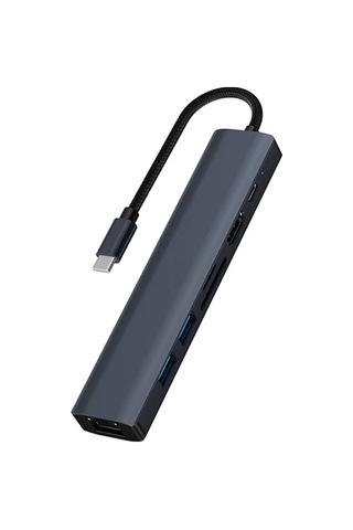 Ally Byl-2303 7 In 1 Type-c To Usb + Type-c + Ethernet + Kart Okuyucu + Hdmı Dönüştürücü Çoğaltıcı H- 5775 Füme