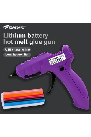 Honeybeeshop Topforza Mini Sıcak Tutkal Tabancası 8w 2000mah Şarj Edilebilir 10 Renkli Çubuk Usb Şarj Anti Damlama Dıy Ev Onarımı