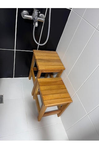 Kayın Ahşap Banyo Tabure 49 Cm Kayın