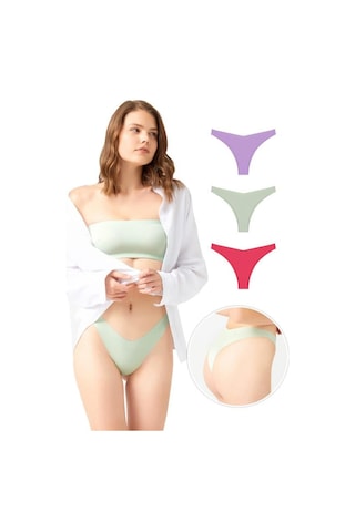 Cottonhill Lazer Kesim Kadın Brezilya Külot 3'lü Paket-1 Çok Renkli 1 Çok Renkli